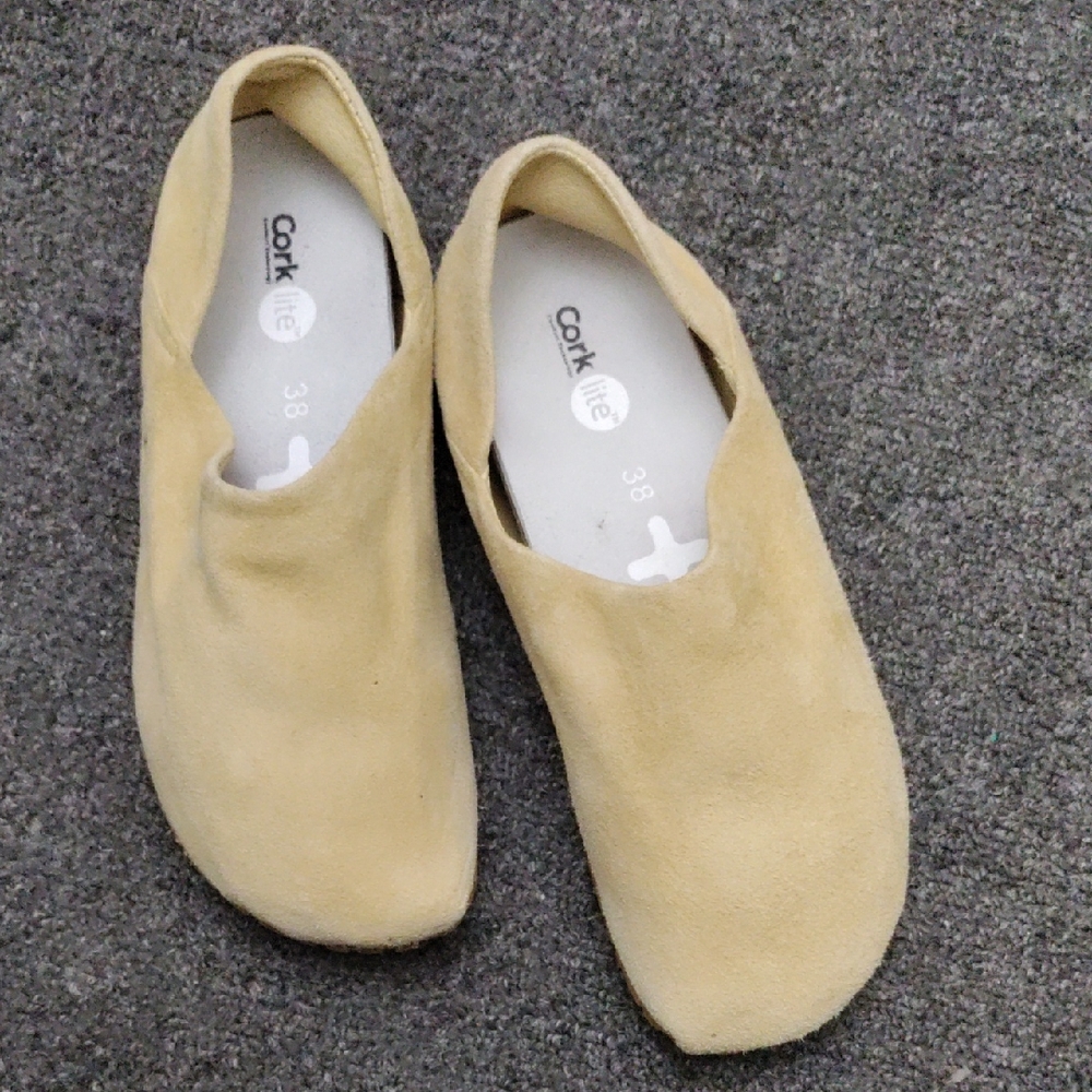 OTZ Linen Yellow Suede Slip-on Flats